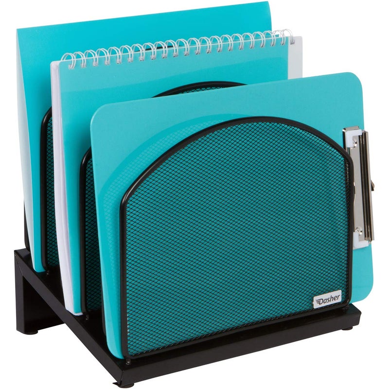 Dasher Products Inclined File Sorter Desk Organizer - File Rack with 5 Upright Sections for Documents, Binders, Folders, Clipboards, and More. Desktop Organization for Home, Office, School, and Store - Image 1